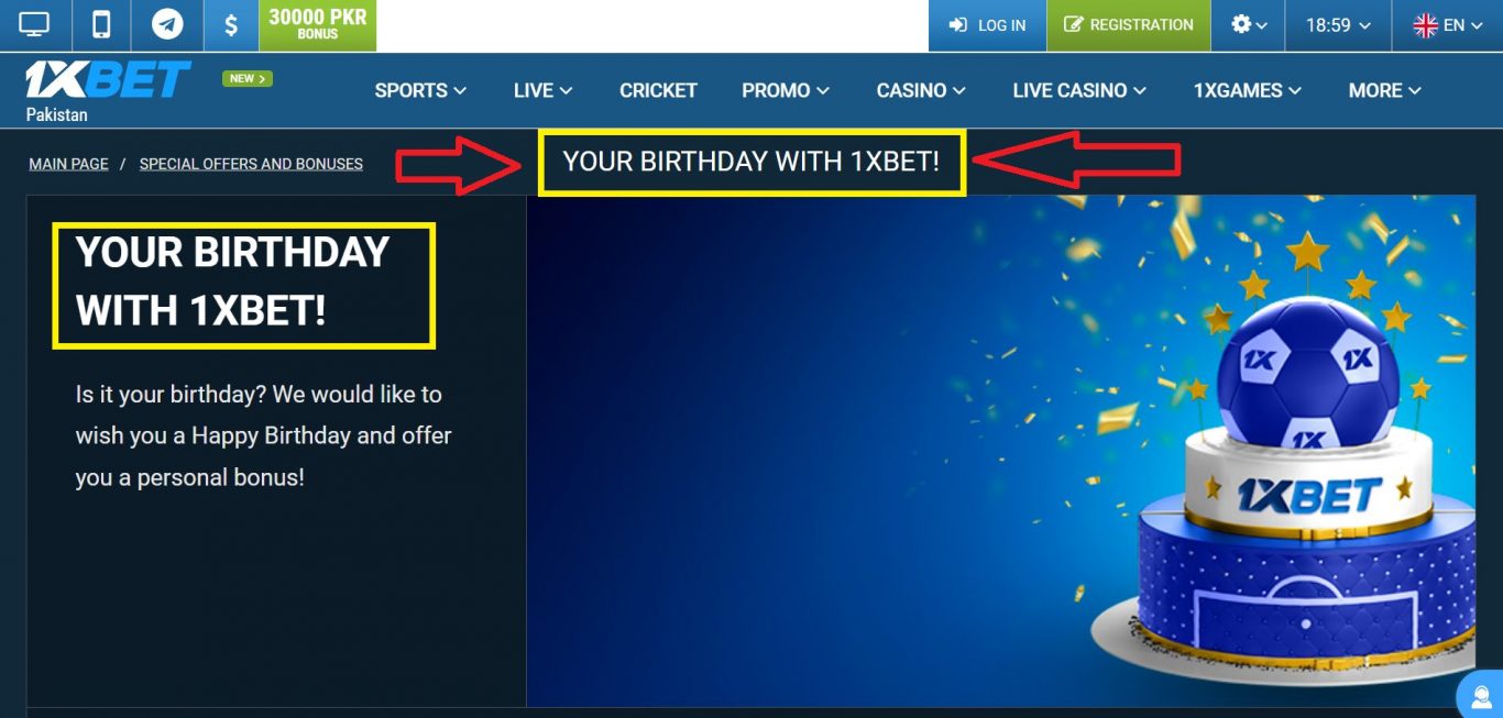 1xBet birthday bonus